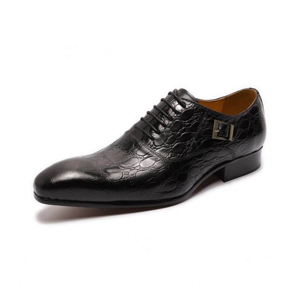 Chaussures Formelles Pour Hommes Habillées Oxford Cuir À Bout Pointu - Noir