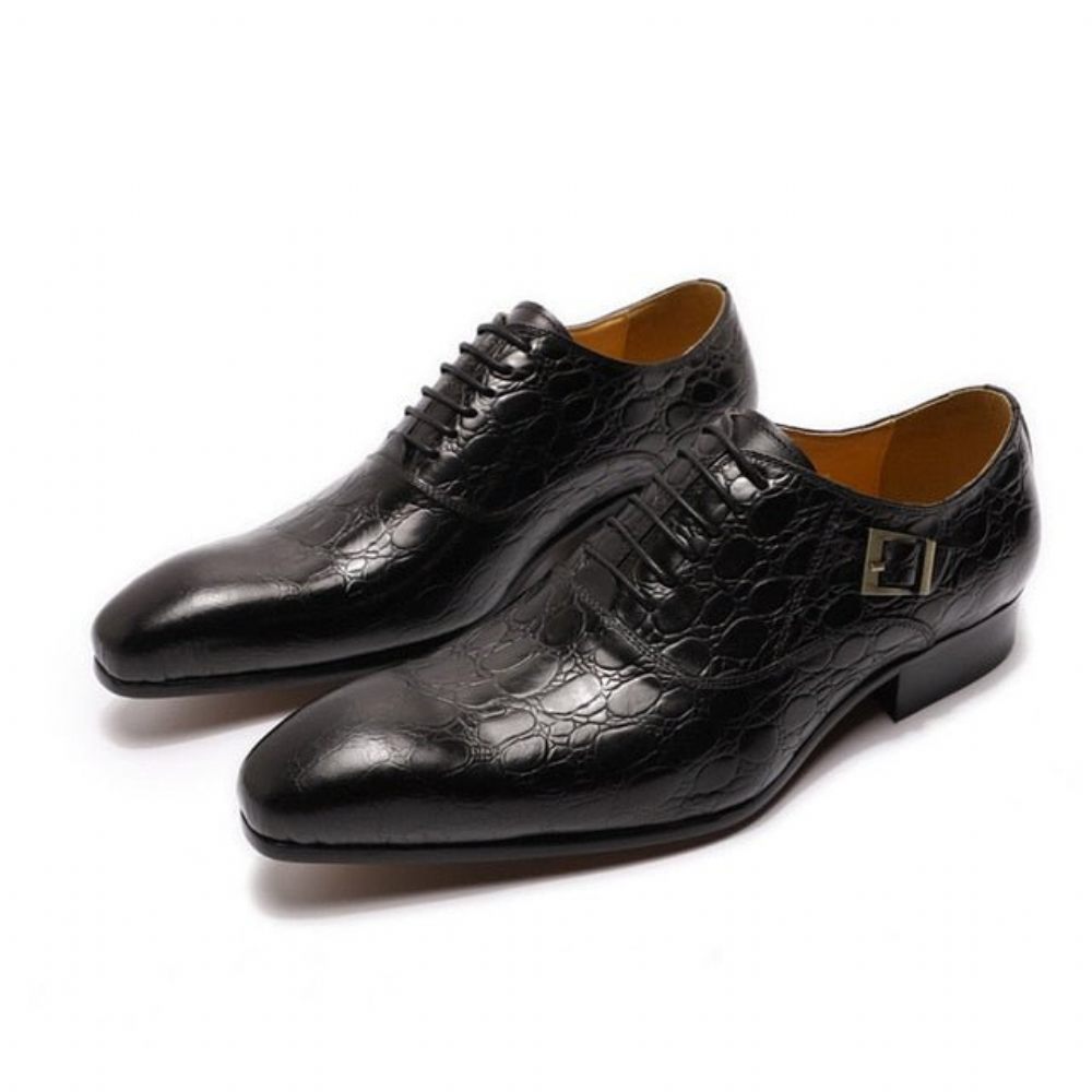 Chaussures Formelles Pour Hommes Habillées Oxford Cuir À Bout Pointu - Noir