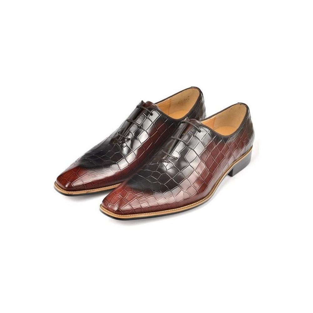 Chaussures Formelles Pour Hommes Habillées Oxford Cuir Gaufré Croco