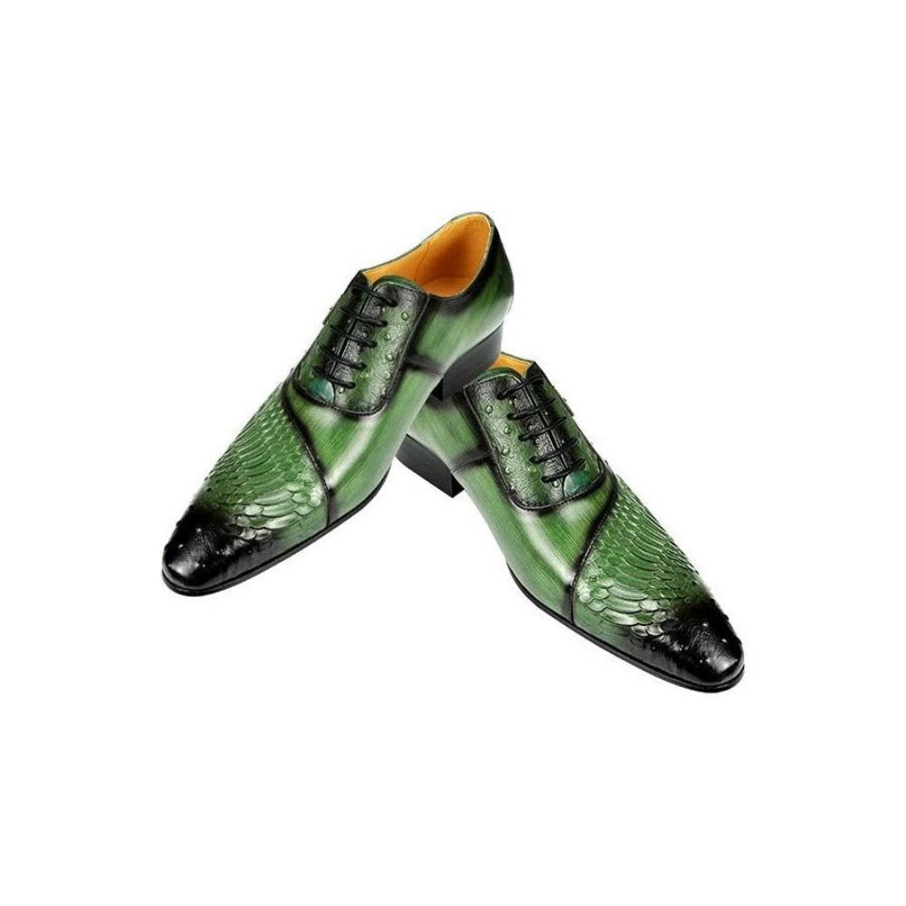 Chaussures Formelles Pour Hommes Habillées Oxford Cuir Luxe - Vert