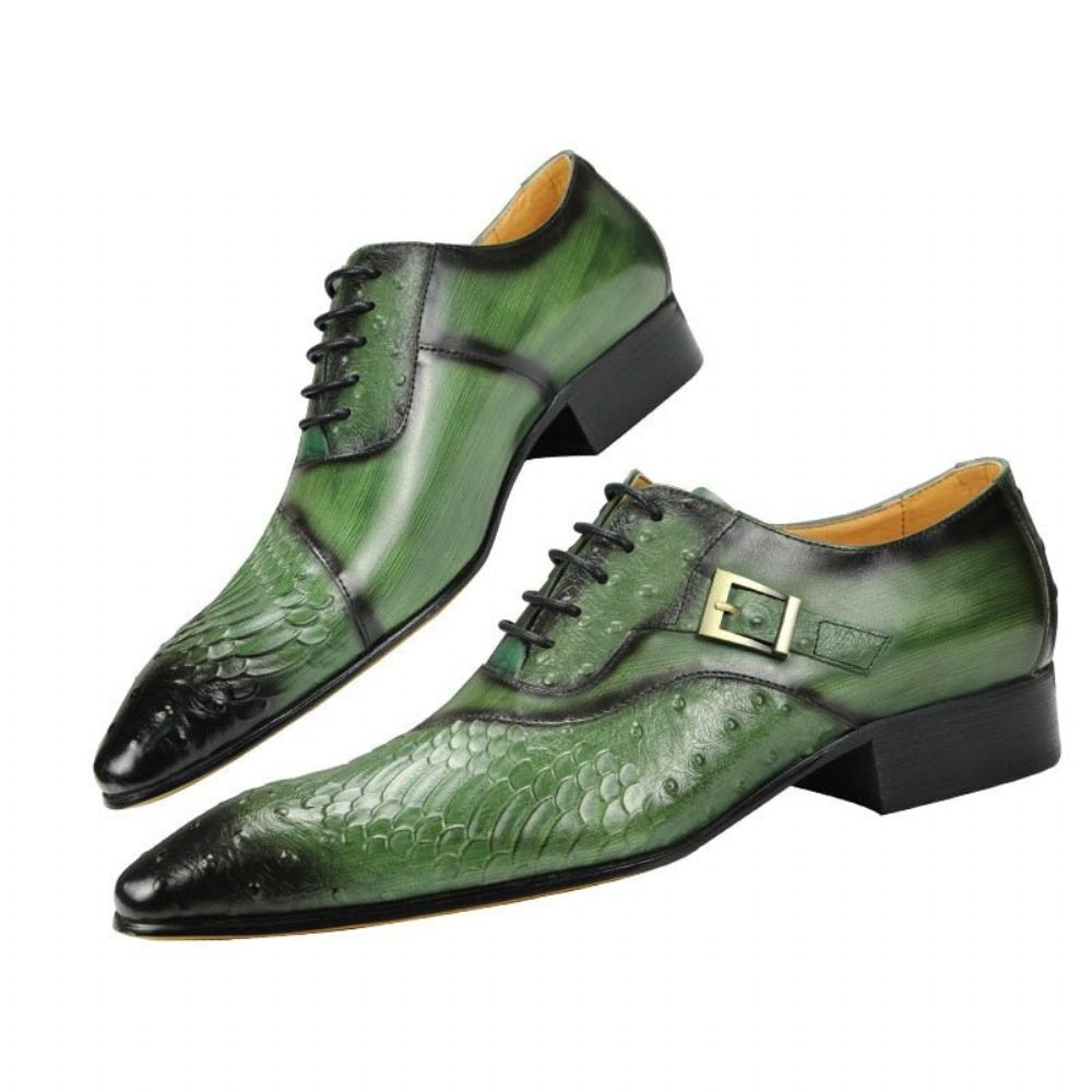 Chaussures Formelles Pour Hommes Habillées Oxford Cuir Luxe - Vert