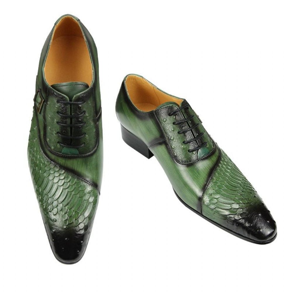 Chaussures Formelles Pour Hommes Habillées Oxford Cuir Luxe - Vert