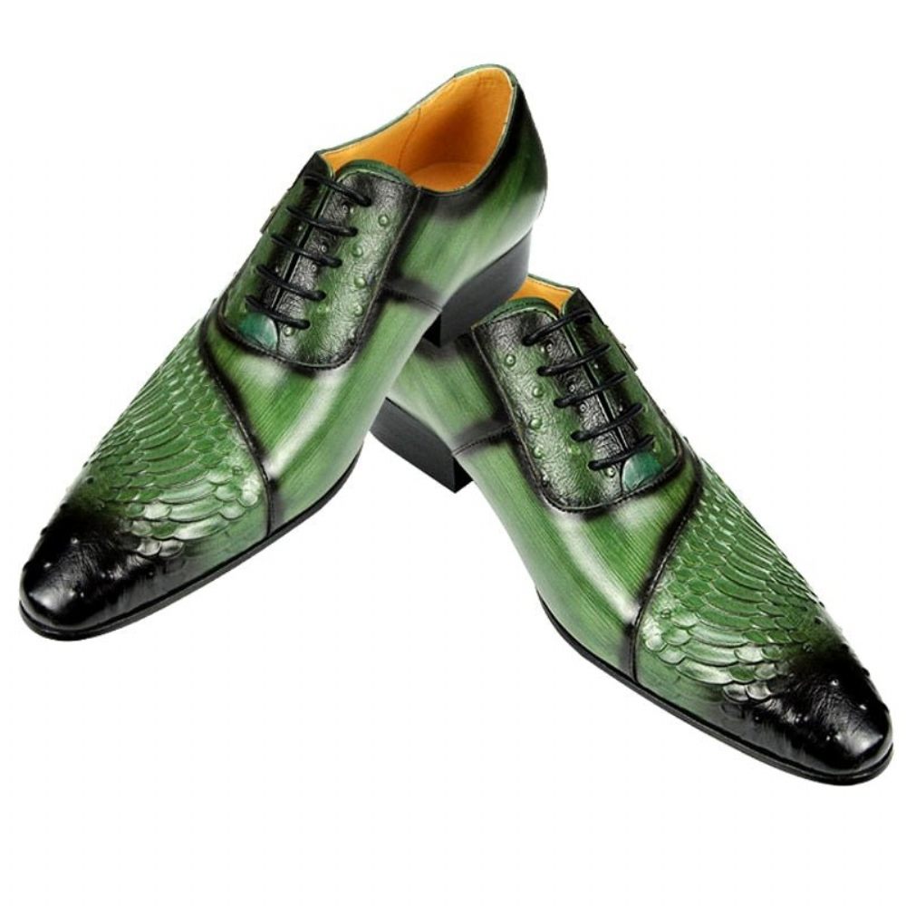 Chaussures Formelles Pour Hommes Habillées Oxford Cuir Luxe - Vert