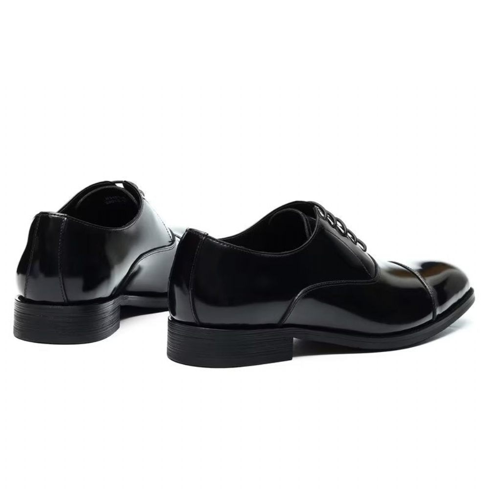 Chaussures Formelles Pour Hommes Habillées Oxford Cuir Luxe À Bout Rond - Noir