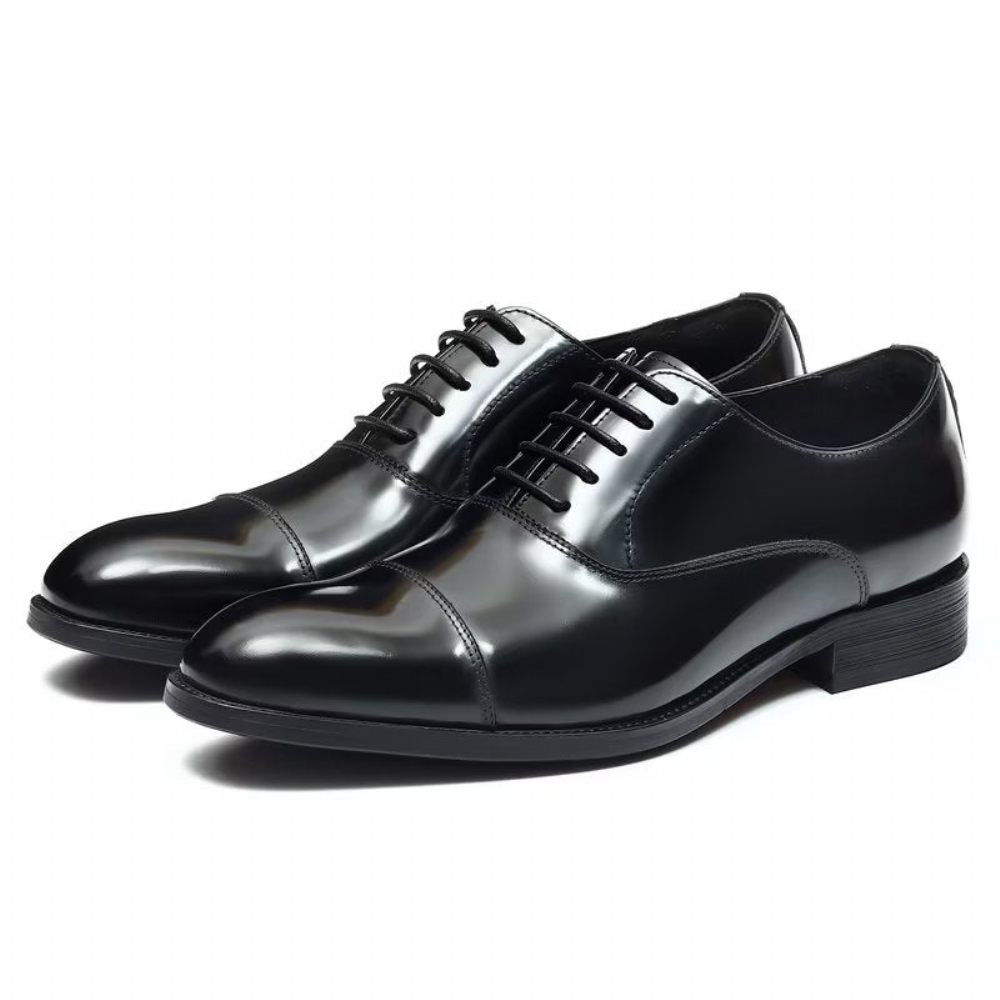 Chaussures Formelles Pour Hommes Habillées Oxford Cuir Luxe À Bout Rond - Noir