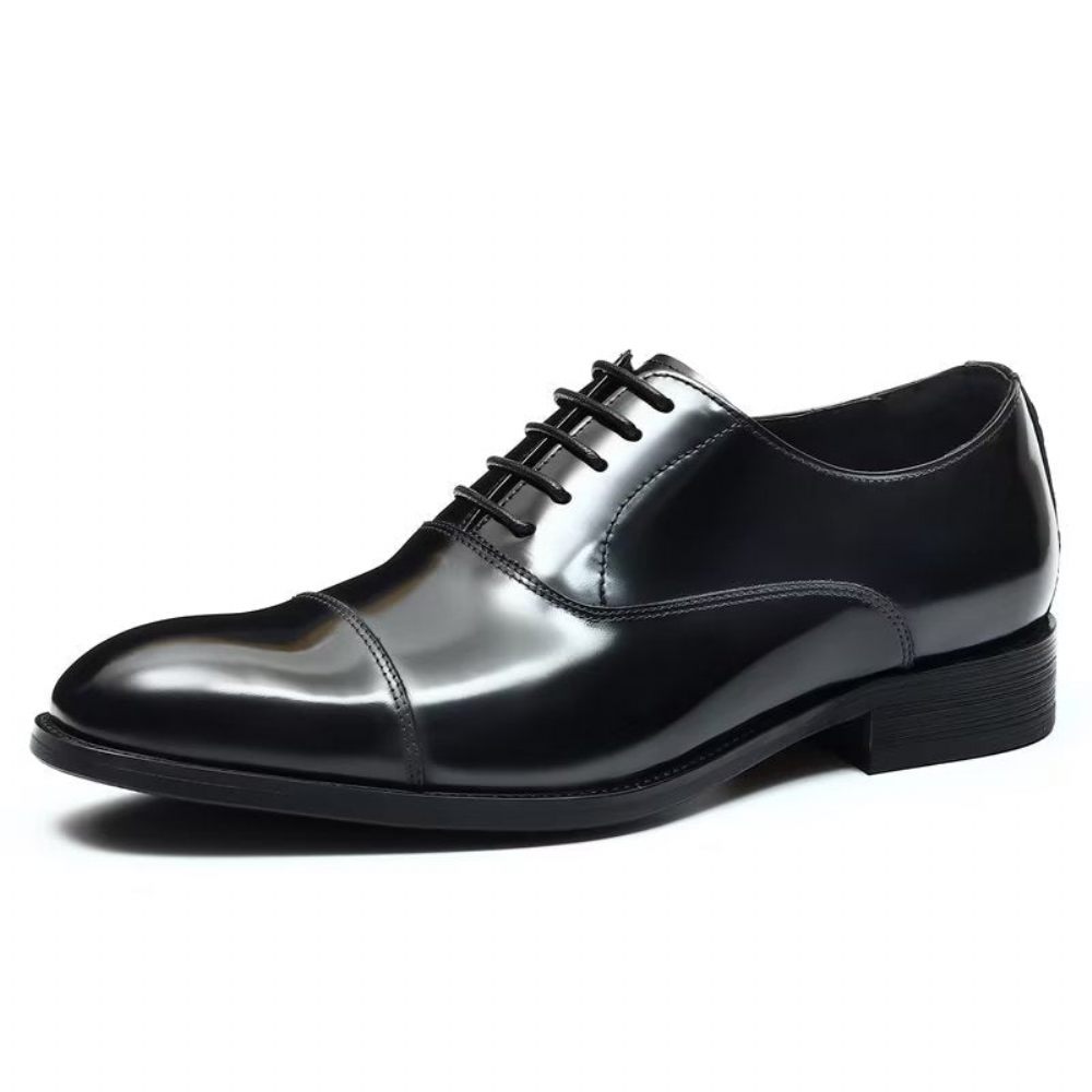 Chaussures Formelles Pour Hommes Habillées Oxford Cuir Luxe À Bout Rond - Noir