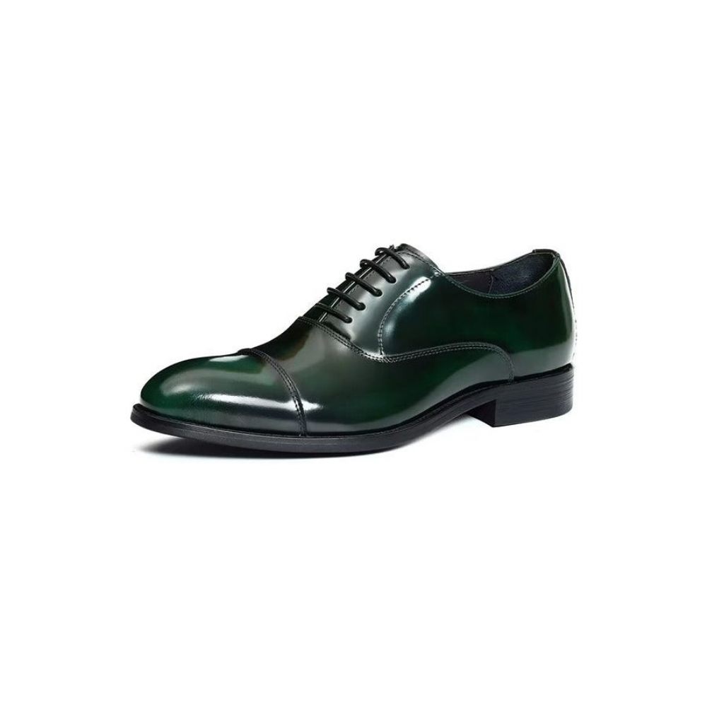 Chaussures Formelles Pour Hommes Habillées Oxford Cuir Luxe À Bout Rond - Vert