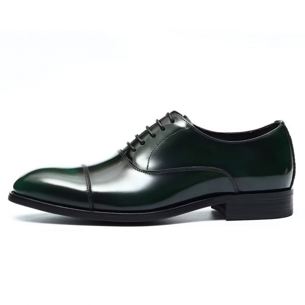 Chaussures Formelles Pour Hommes Habillées Oxford Cuir Luxe À Bout Rond - Vert