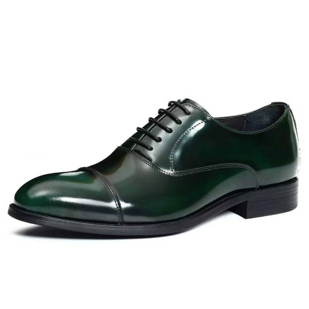 Chaussures Formelles Pour Hommes Habillées Oxford Cuir Luxe À Bout Rond - Vert