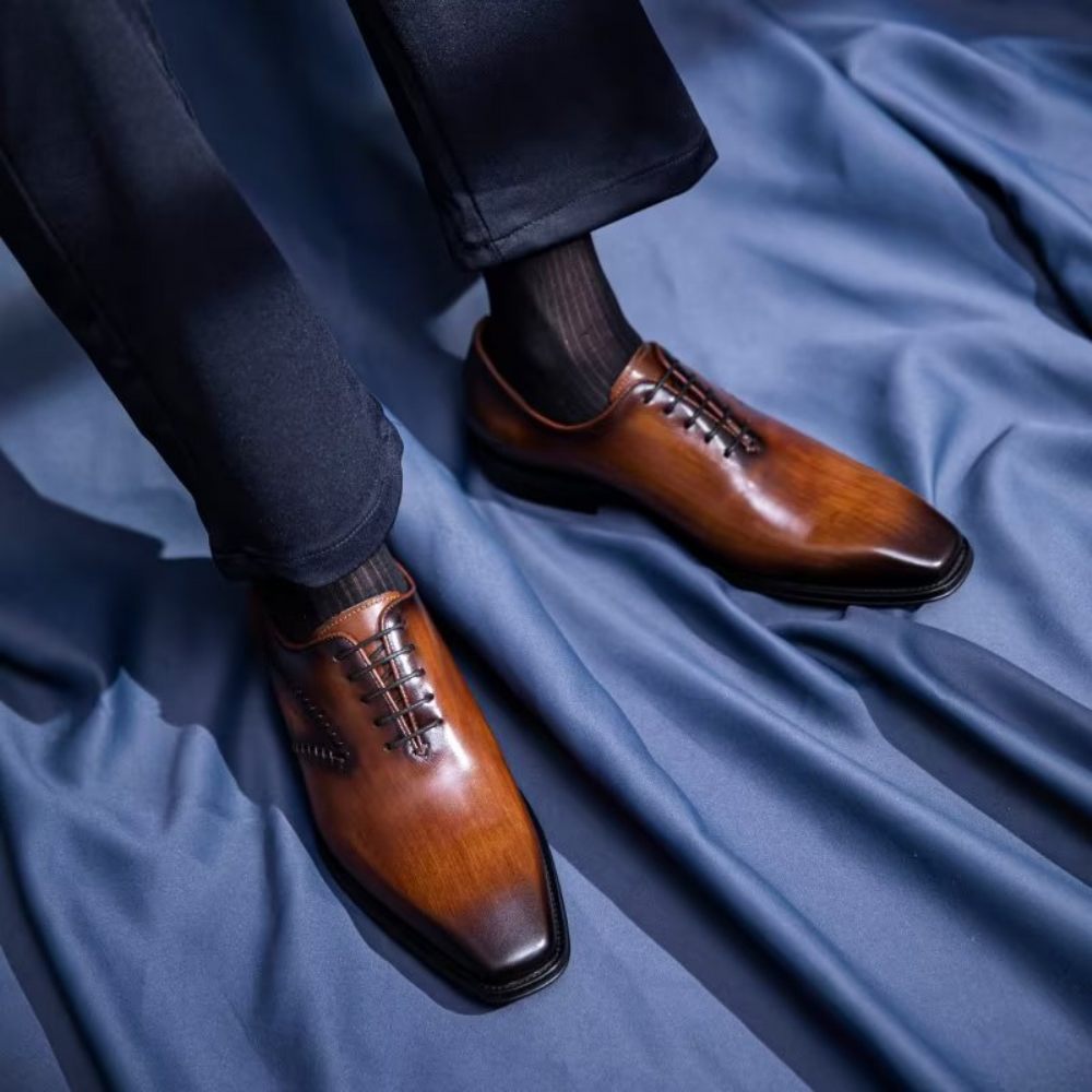 Chaussures Formelles Pour Hommes Habillées Oxford Cuir Opulent - Café