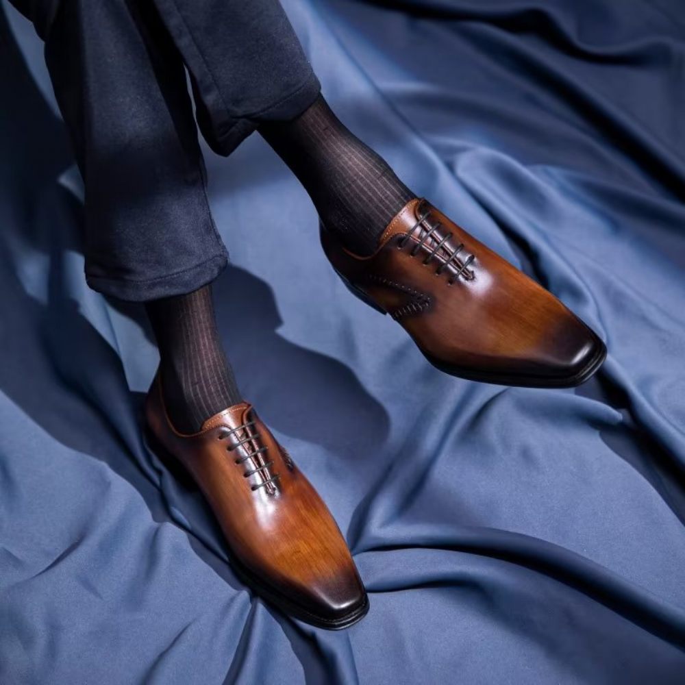 Chaussures Formelles Pour Hommes Habillées Oxford Cuir Opulent - Café