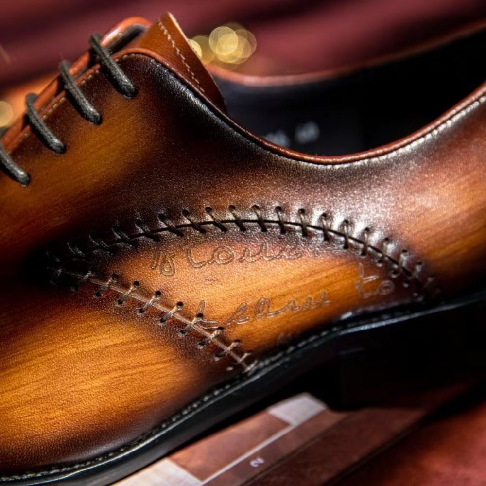 Chaussures Formelles Pour Hommes Habillées Oxford Cuir Opulent - Café