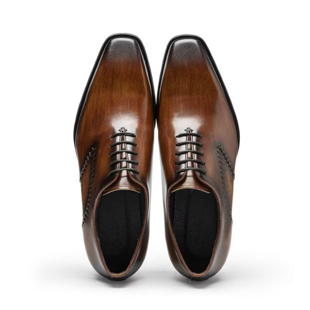 Chaussures Formelles Pour Hommes Habillées Oxford Cuir Opulent - Café