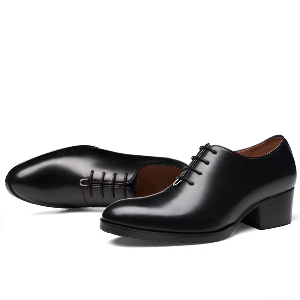 Chaussures Formelles Pour Hommes Habillées Oxford Cuir Raffiné À Bout Pointu - Noir