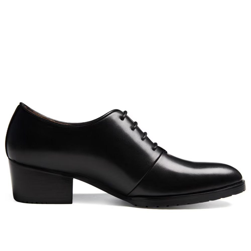 Chaussures Formelles Pour Hommes Habillées Oxford Cuir Raffiné À Bout Pointu - Noir