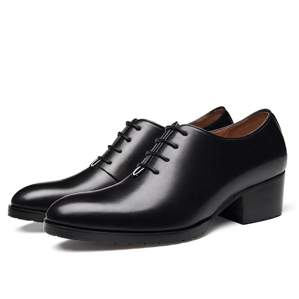 Chaussures Formelles Pour Hommes Habillées Oxford Cuir Raffiné À Bout Pointu - Noir