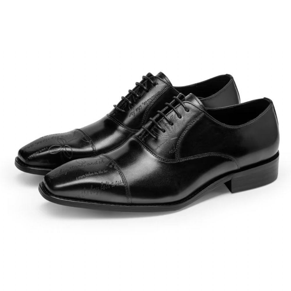 Chaussures Formelles Pour Hommes Habillées Oxford Cuir Vache Exotique - Noir