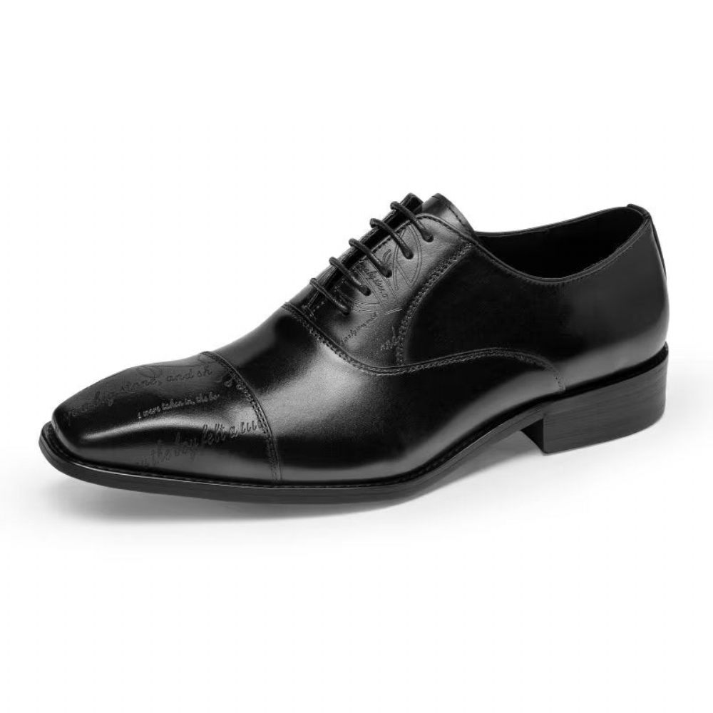 Chaussures Formelles Pour Hommes Habillées Oxford Cuir Vache Exotique - Noir