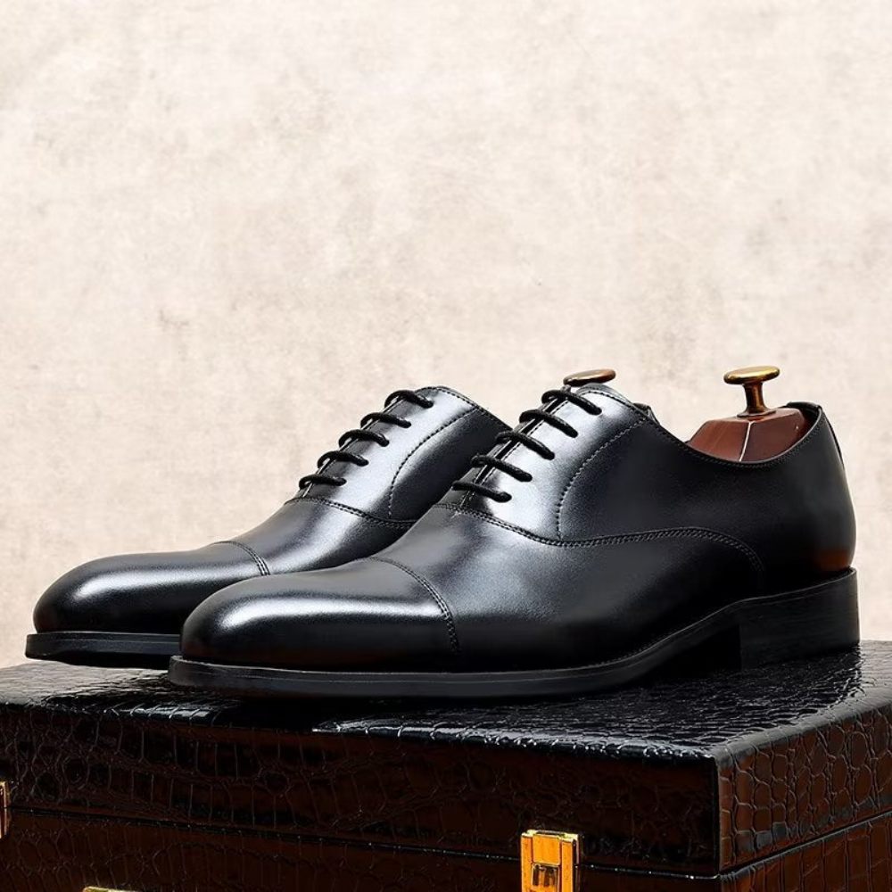 Chaussures Formelles Pour Hommes Habillées Oxford Cuir Vache Opulentes - Noir