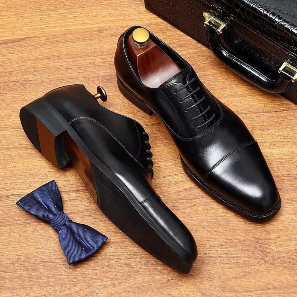 Chaussures Formelles Pour Hommes Habillées Oxford Cuir Vache Opulentes - Noir