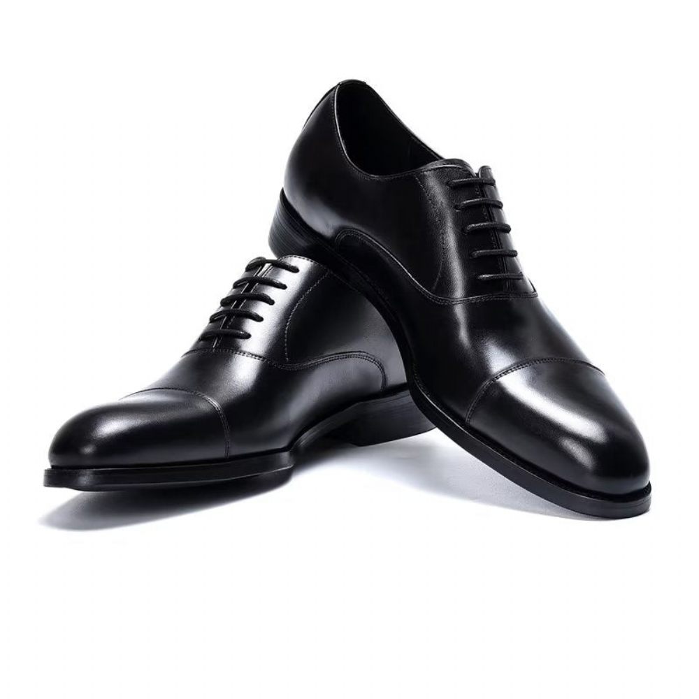 Chaussures Formelles Pour Hommes Habillées Oxford Cuir Vache Opulentes - Noir