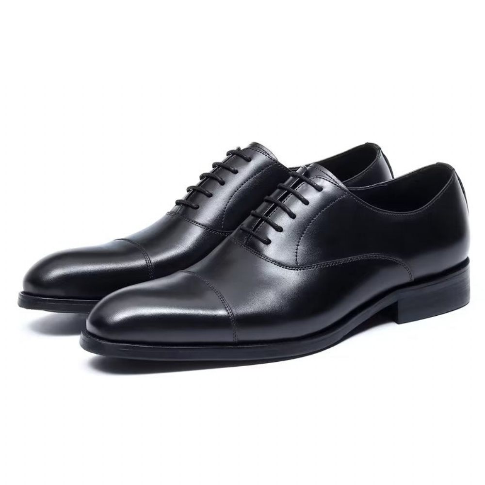 Chaussures Formelles Pour Hommes Habillées Oxford Cuir Vache Opulentes - Noir