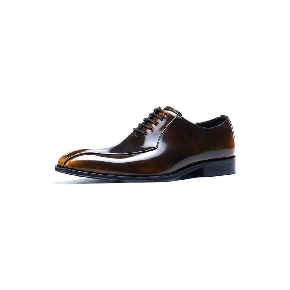 Chaussures Formelles Pour Hommes Habillées Oxford Cuir Véritable - Or