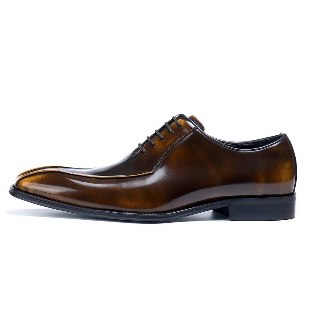 Chaussures Formelles Pour Hommes Habillées Oxford Cuir Véritable - Or