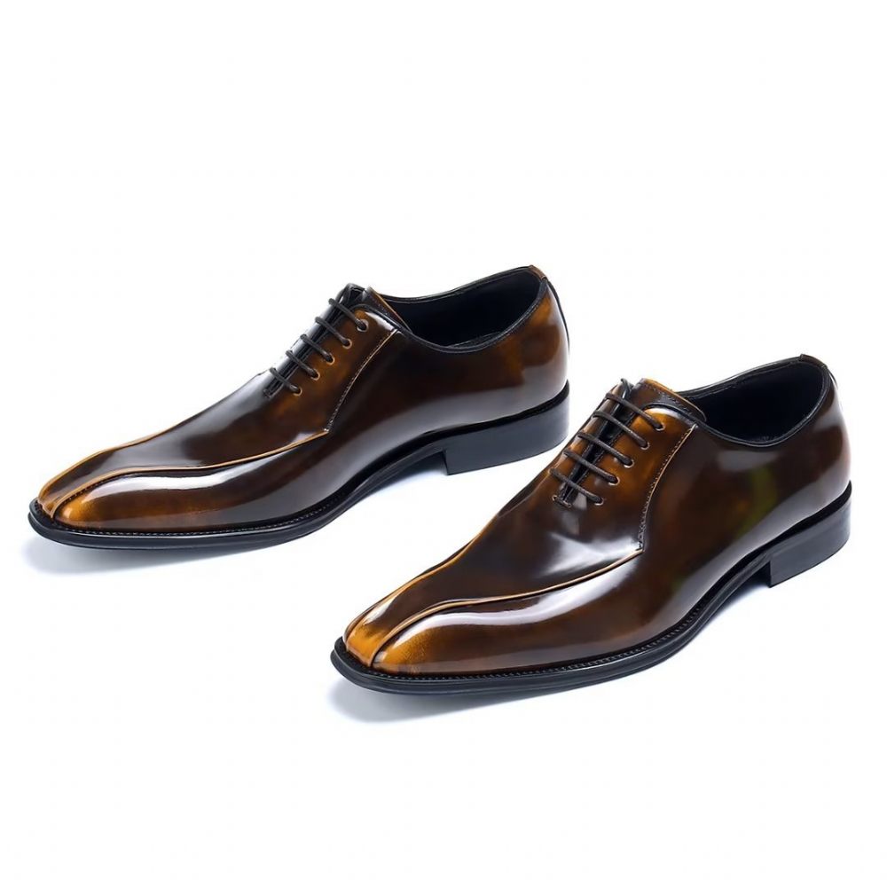 Chaussures Formelles Pour Hommes Habillées Oxford Cuir Véritable - Or