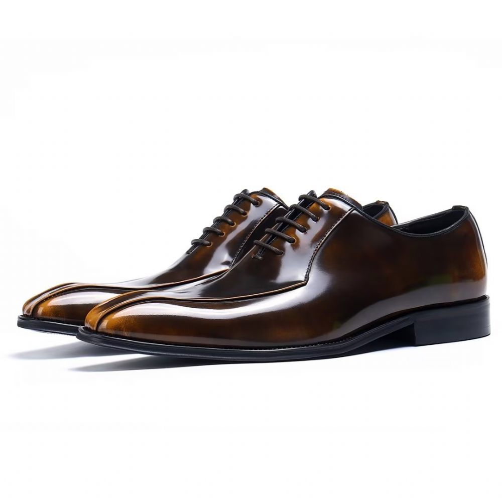 Chaussures Formelles Pour Hommes Habillées Oxford Cuir Véritable - Or