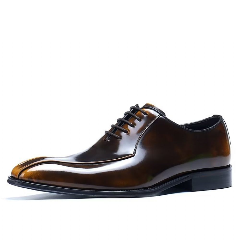 Chaussures Formelles Pour Hommes Habillées Oxford Cuir Véritable - Or