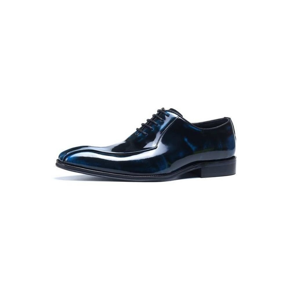 Chaussures Formelles Pour Hommes Habillées Oxford Cuir Véritable - Bleu