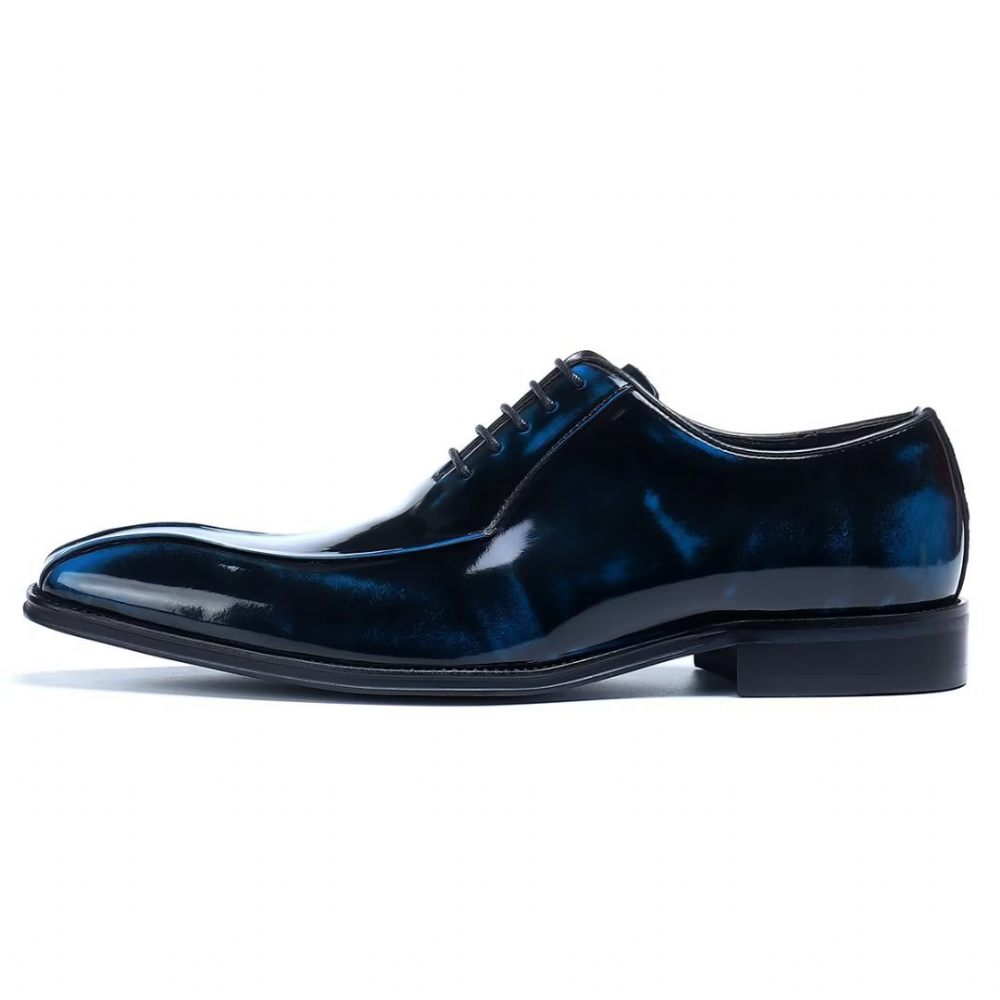 Chaussures Formelles Pour Hommes Habillées Oxford Cuir Véritable - Bleu