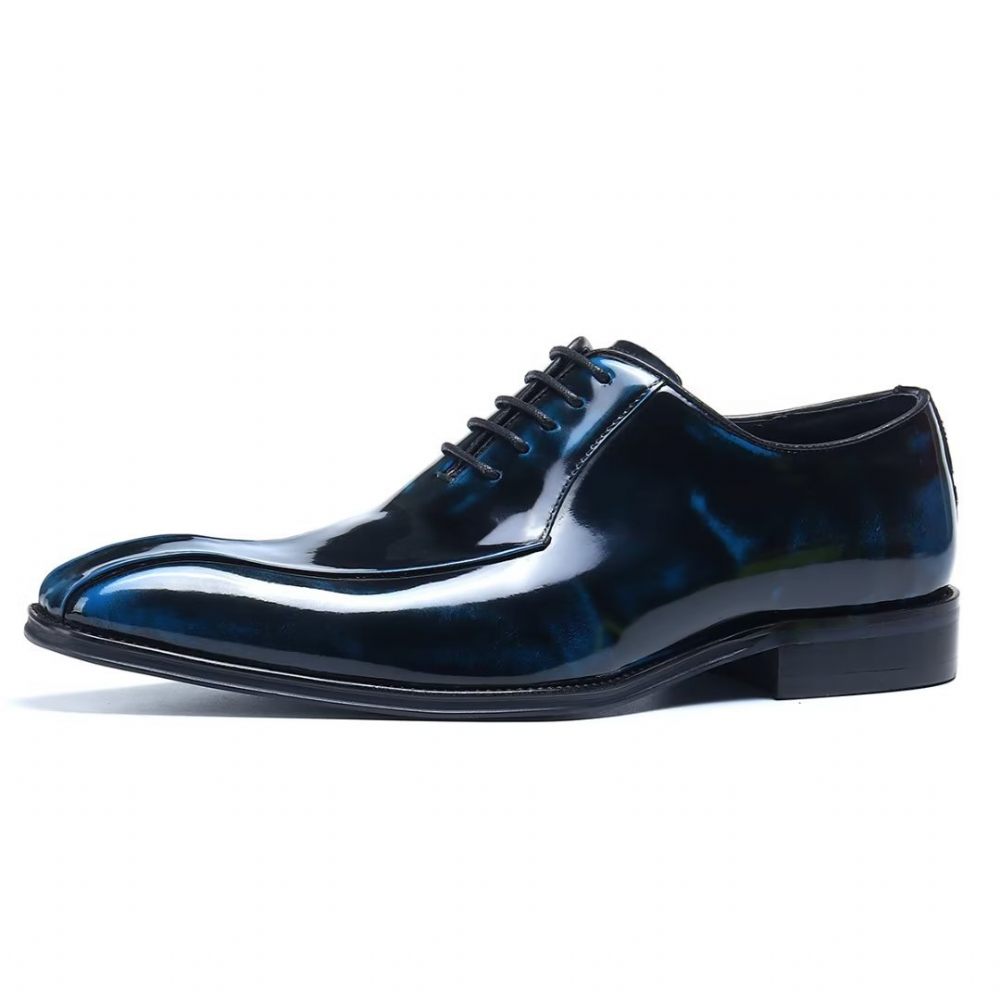 Chaussures Formelles Pour Hommes Habillées Oxford Cuir Véritable - Bleu