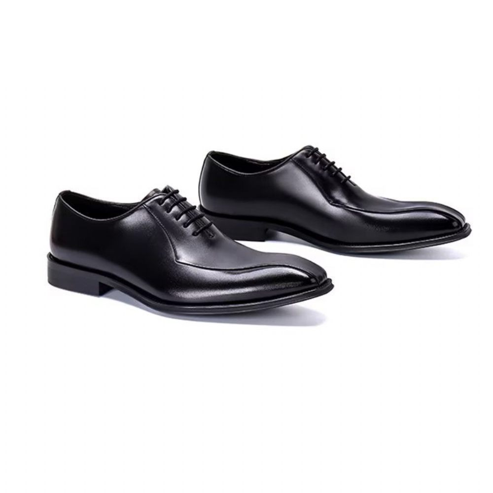 Chaussures Formelles Pour Hommes Habillées Oxford Cuir Véritable - Noir