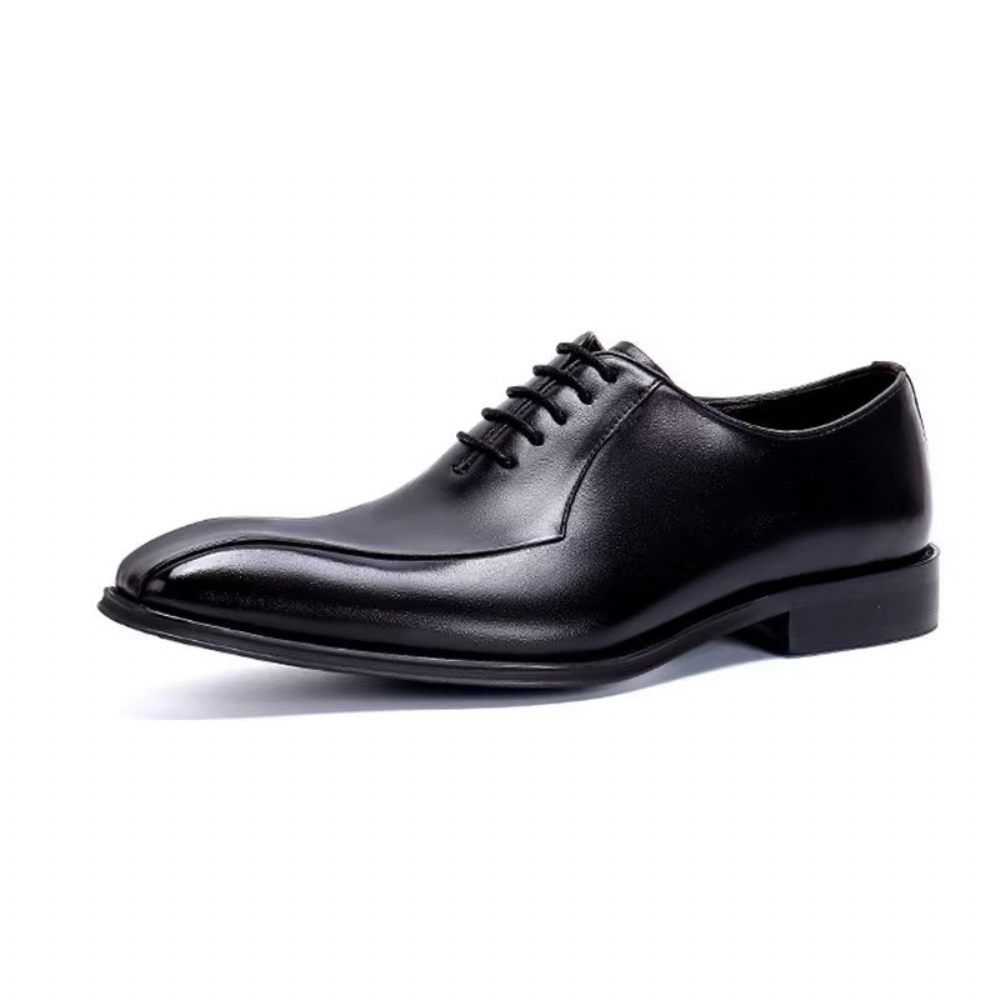 Chaussures Formelles Pour Hommes Habillées Oxford Cuir Véritable - Noir