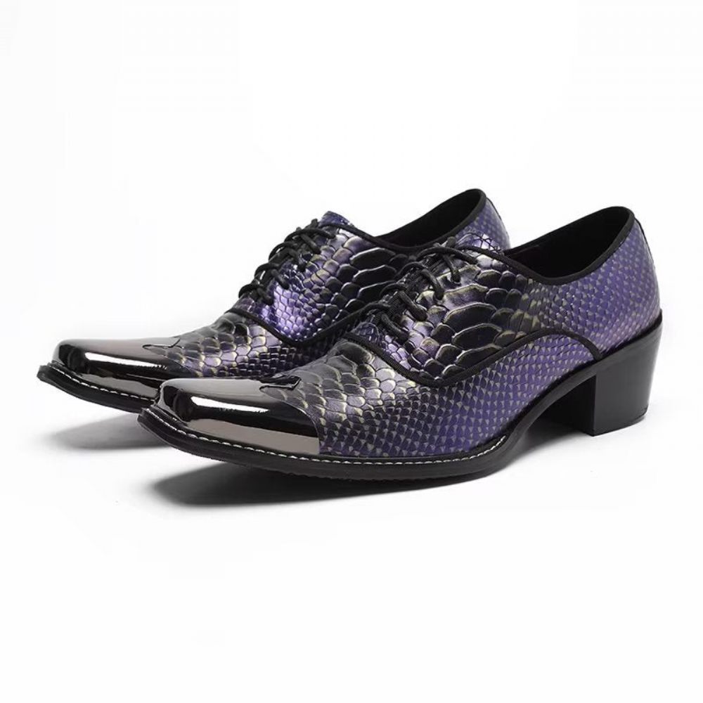 Chaussures Formelles Pour Hommes Habillées Oxford Cuir Véritable Croctex Luxe - Violet