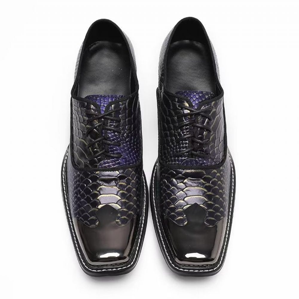 Chaussures Formelles Pour Hommes Habillées Oxford Cuir Véritable Croctex Luxe - Violet