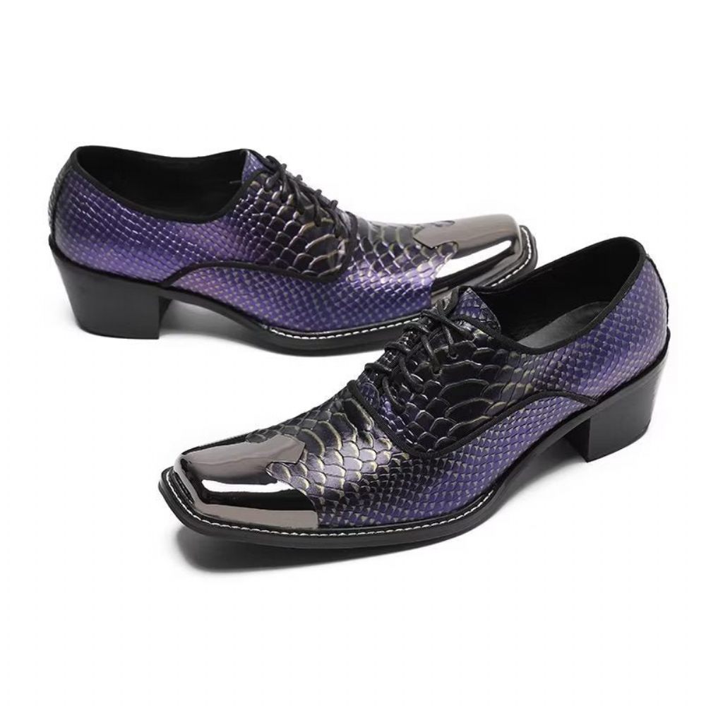 Chaussures Formelles Pour Hommes Habillées Oxford Cuir Véritable Croctex Luxe - Violet