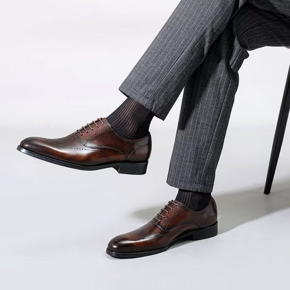 Chaussures Formelles Pour Hommes Habillées Oxford Élégantes - Café