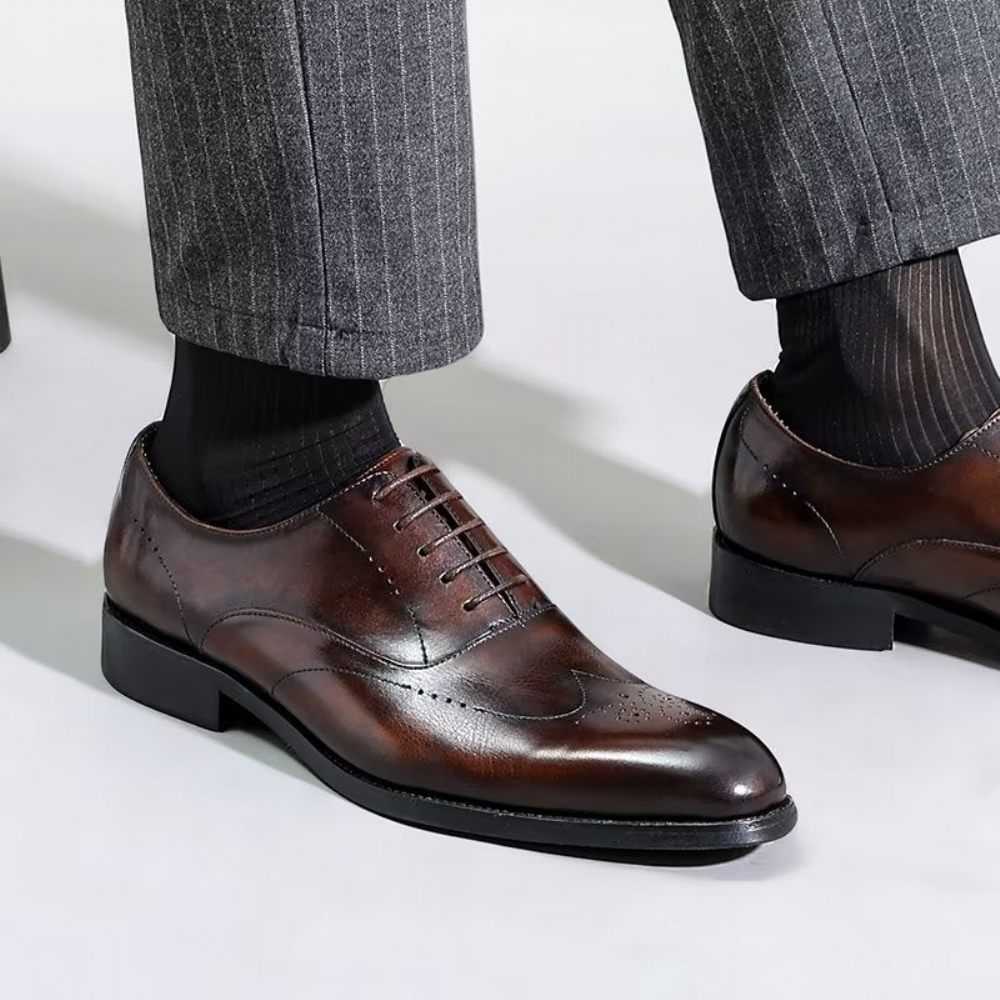 Chaussures Formelles Pour Hommes Habillées Oxford Élégantes - Café