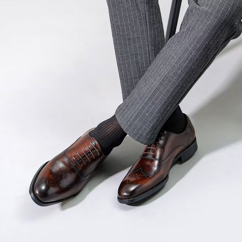 Chaussures Formelles Pour Hommes Habillées Oxford Élégantes - Café