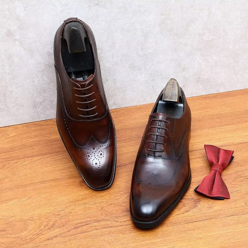 Chaussures Formelles Pour Hommes Habillées Oxford Élégantes - Café