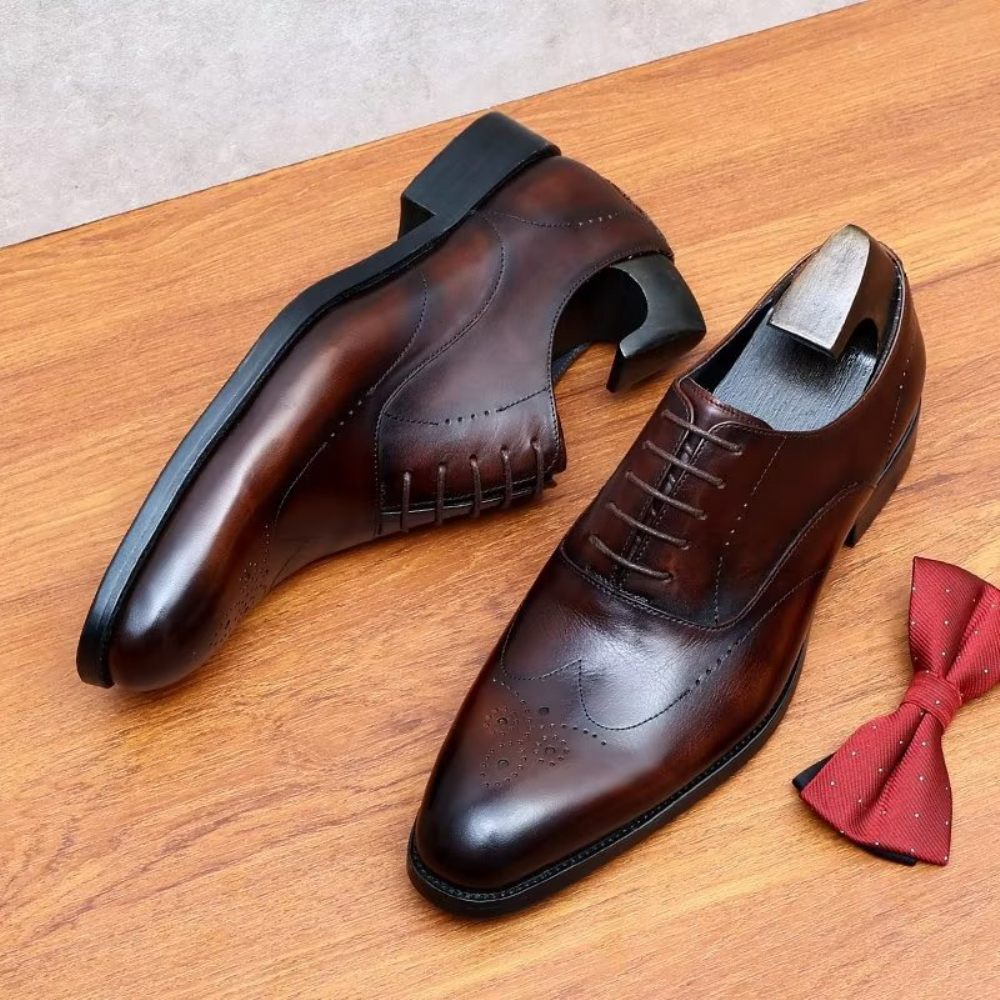 Chaussures Formelles Pour Hommes Habillées Oxford Élégantes - Café