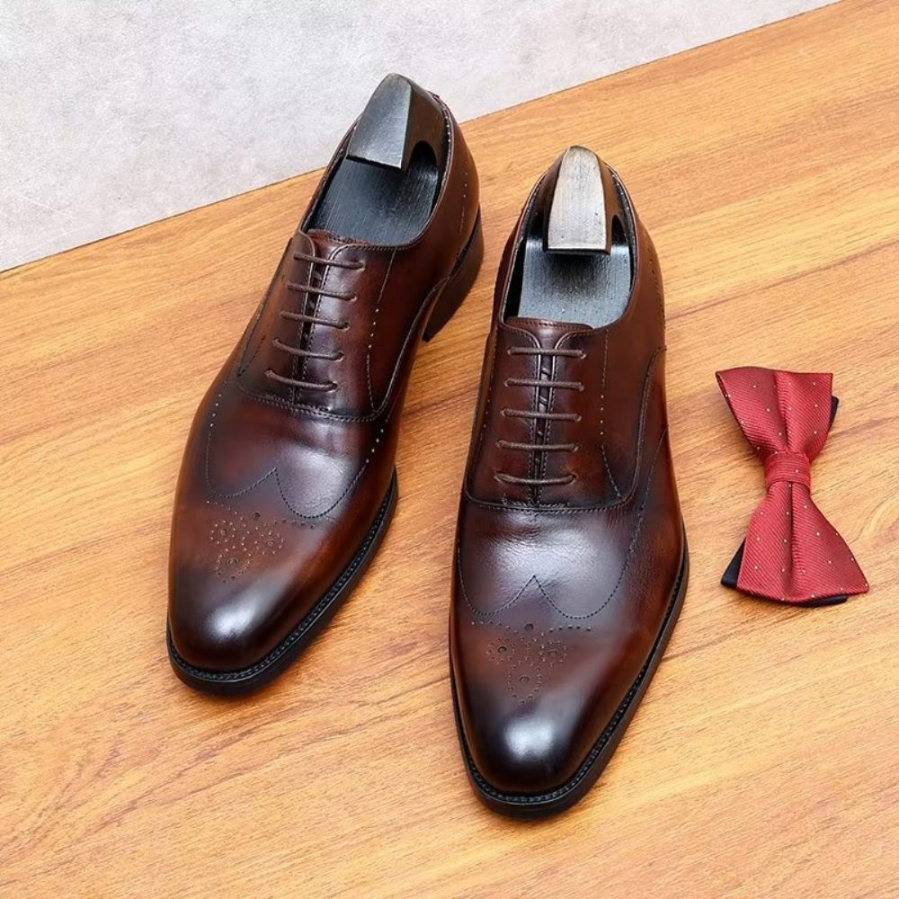 Chaussures Formelles Pour Hommes Habillées Oxford Élégantes - Café