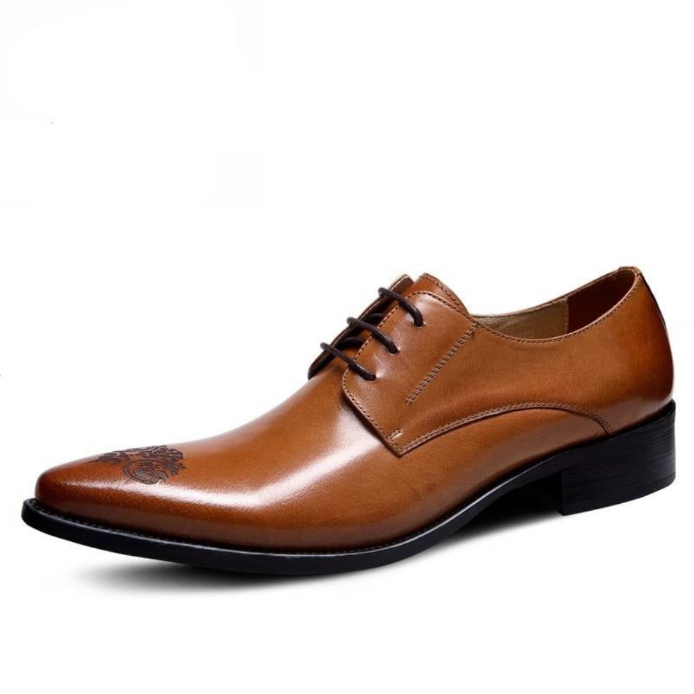 Chaussures Formelles Pour Hommes Habillées Oxford À Lacets Chics - Marron