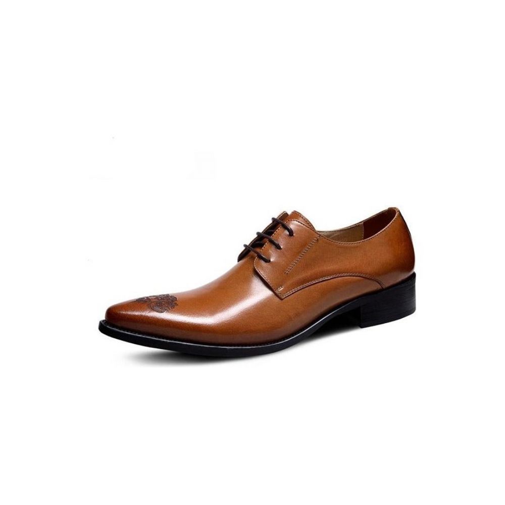 Chaussures Formelles Pour Hommes Habillées Oxford À Lacets Chics - Marron