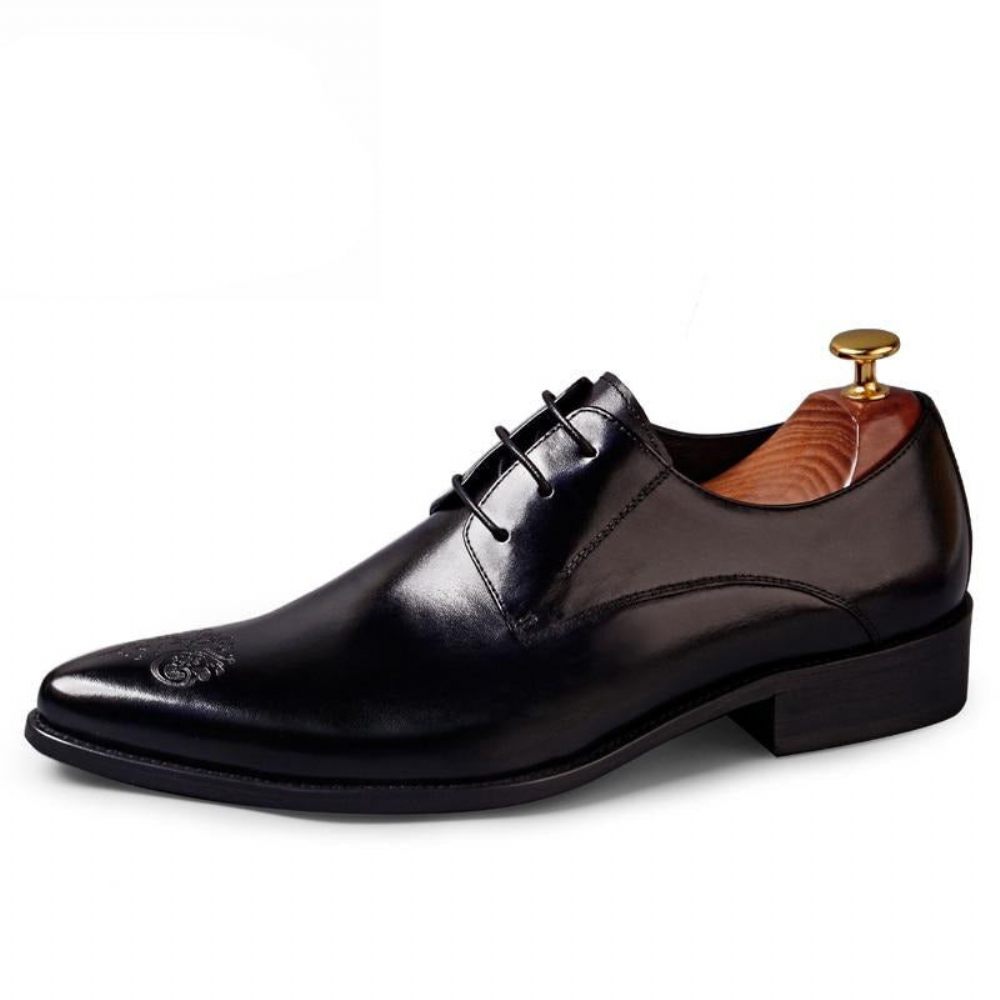 Chaussures Formelles Pour Hommes Habillées Oxford À Lacets Chics - Noir