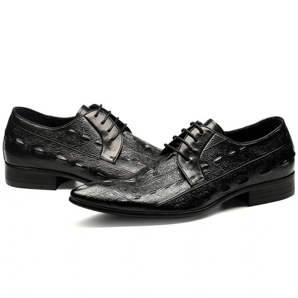 Chaussures Formelles Pour Hommes Habillées Oxford À Lacets Cuir - Noir