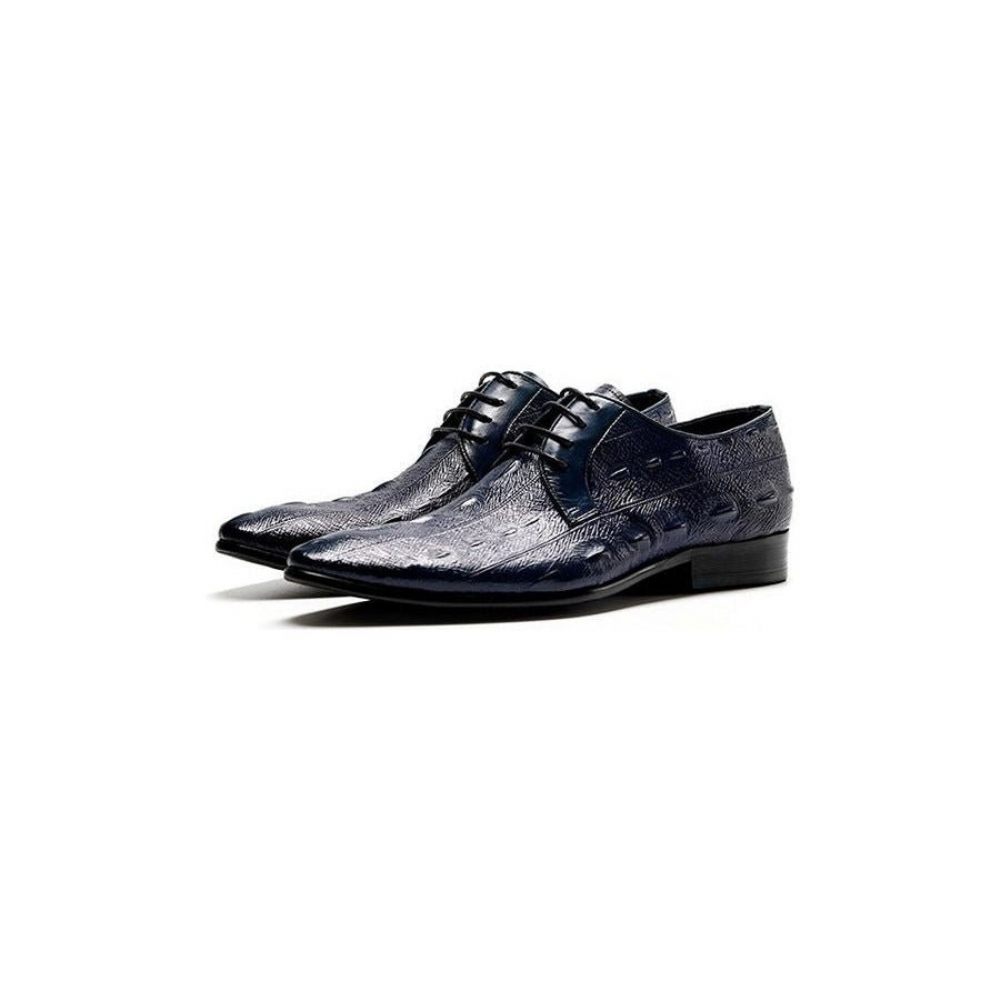 Chaussures Formelles Pour Hommes Habillées Oxford À Lacets Exotiques - Bleu